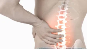 chronic lower back pain with spine inflammation highlighted